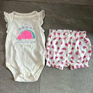 Gap onesie and shorts set - watermelon